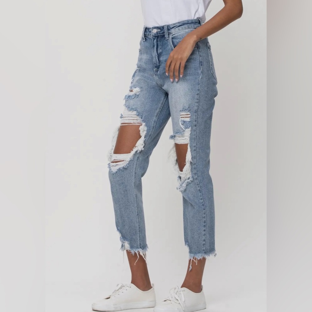 High Rise Cropped Straight Leg Jeans